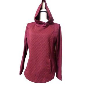 St. John’s Bay Quilted front Women’s Hoodie, Burgundy, Small